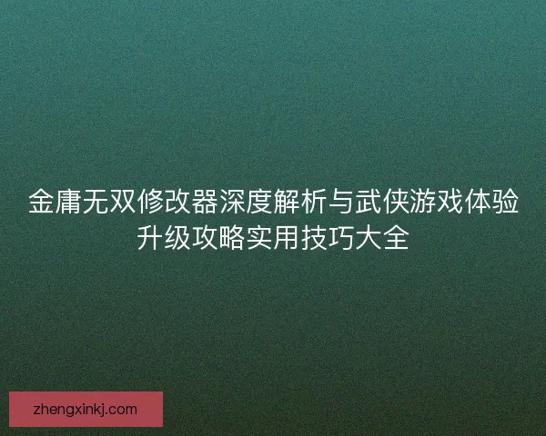 金庸无双修改器深度解析与武侠游戏体验升级攻略实用技巧大全