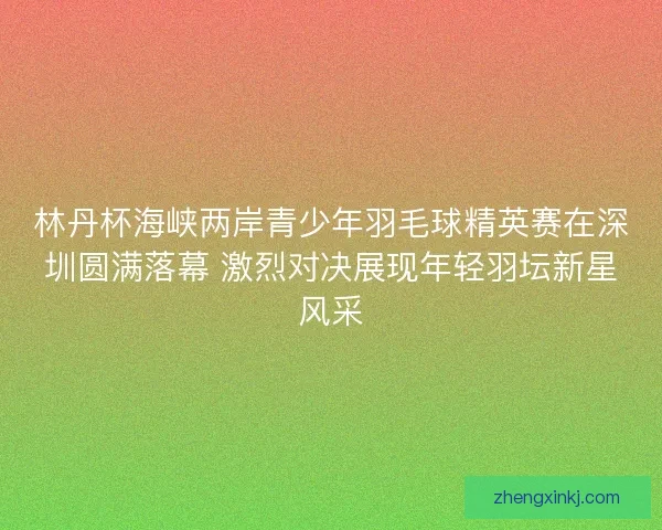 林丹杯海峡两岸青少年羽毛球精英赛在深圳圆满落幕 激烈对决展现年轻羽坛新星风采